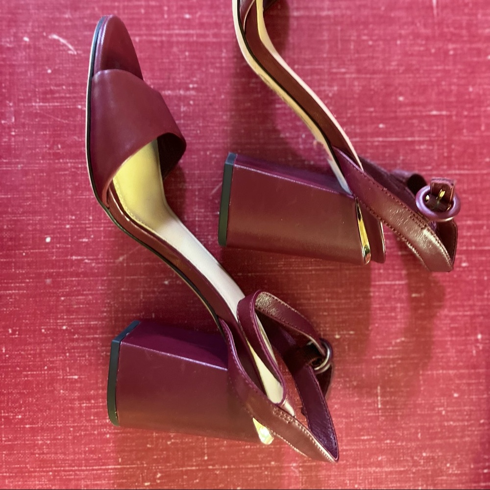 Purple block heels